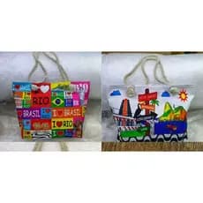 Bolsa de Ombro Com Alça de Corda Estampa Rio de Janeiro corda. 50cmX35cm