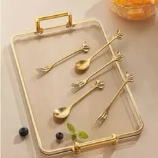 Kit jogo 10 Peças Conjunto De Colher garfo Criativo De Aço Inoxidável Talheres De Ouro Para Café Ferramentas De Café