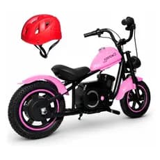 Mini moto eletrica cross foston X100 com bluetooth led suporta ate 80 kg COR ROSA