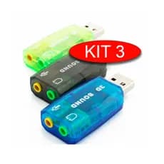 Kit 3 Placas De Som Usb 5.1 3d Adaptador Audio