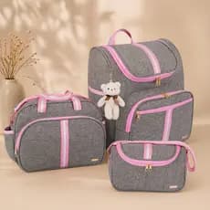 Kit Bolsas Maternidade 3 Peças com Mochila 2 em 1 Bolsa G , Bolsa P e Mochila G - Faixa luxo AMOR