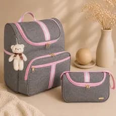 Kit Bolsa Maternidade Mochila 2 em 1 e Bolsa Pequena Infantil Luxo AMOR