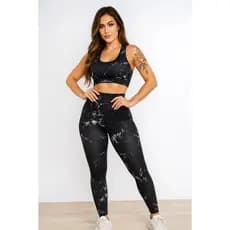 Conjunto Marmorizado Academia Fitness Calça Legging + Top