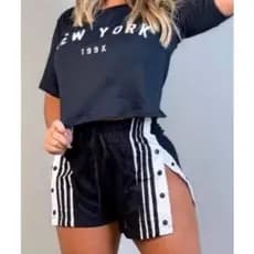 Shorts Jogger preto lateral aberta blogueira