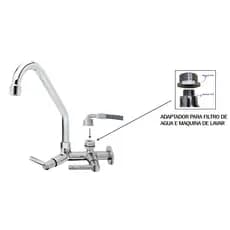 Torneira Para Cozinha De Parede Adaptador Para Filtro e Maquina De Lavar, Torneira Cromada