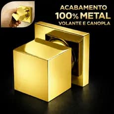 Acabamento Para Registro Modelo Quadrado Cor Dourada 100 % Metal, Manopla Registro 1/2 e 3/4 Metal