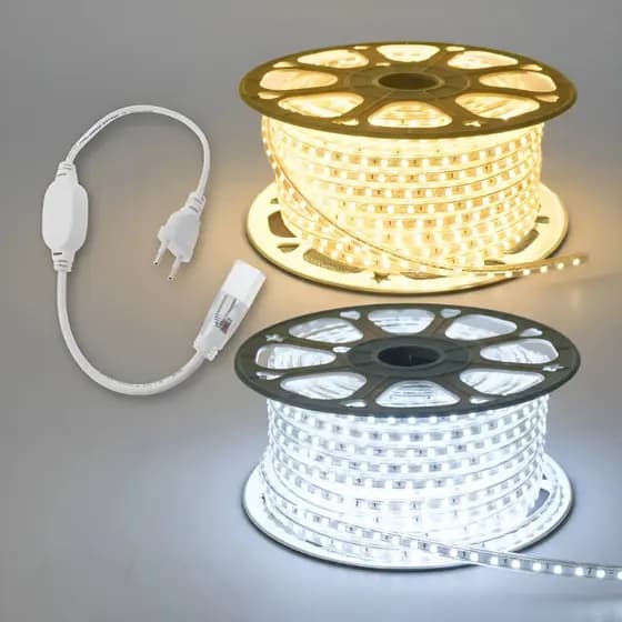 20M Fita Mangueira Led 5050 Branco Frio/Quente 220v/110v + fonte