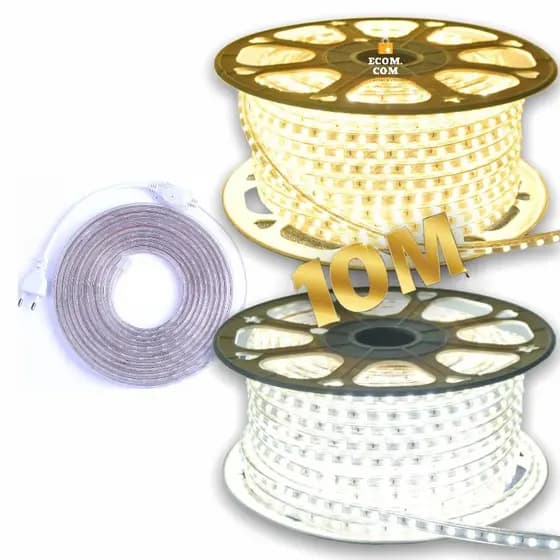 10M Fita Mangueira Led 5050 Branco Frio/Quente 220v/110v + fonte