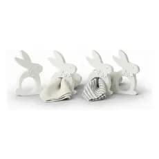Kit 4 a 6 Porta Guardanapo Anel Mesa Posta Páscoa Luxo Branco