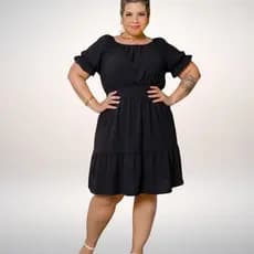 Vestido Curto Plus Size Ciganinha Duna Lastex Manga Princesa Soltinho Moda Gringa Tendência
