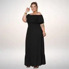 Vestido Longo Plus Size Feminino Festa Lastex Moda Evangélica