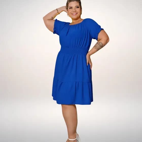 Vestido Feminino Curto Plus Size  Lastex Tendência casual zero transparente ombro a ombro