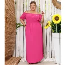 Vestido Longo Plus Size Marias Lastex Ciganinha Moda Evangélica Festividade Tecido Duna Lançamento