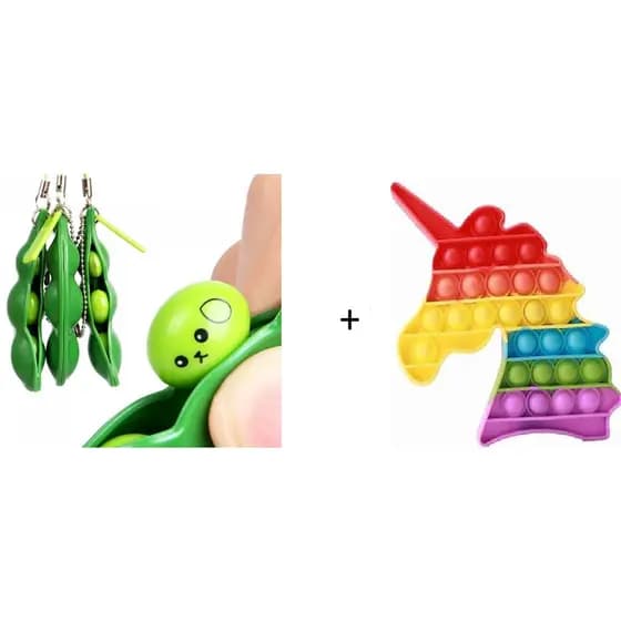 KIT Pop It E Chaveiro Ervilha Fidget Anti Stress