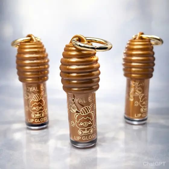 Gloss Labial Em Formato De Mel – Chaveiro Portátil Hidratante Para Lábios