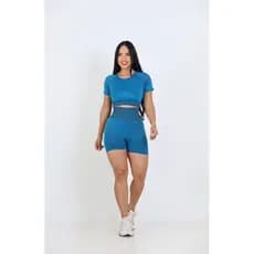 YD177-1 Conjunto Fitness Feminino Academia, Conjunto Sem Costura, Empina Bumbum.