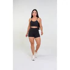 Conjunto Short Jaquard Poliamida Animal Print, Cintura Alta, Zero transparência.