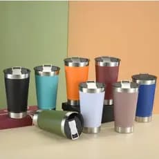 Copo Térmico Com Tampa 502ML Aço Inox