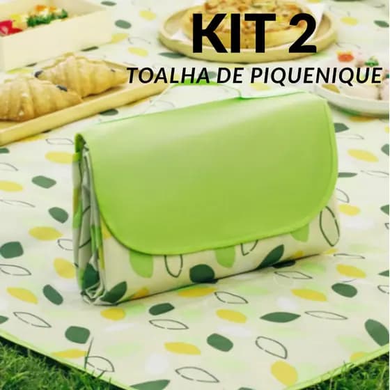 Kit 2 Toalha De Piquenique Portátil 90x70 Impermeável Parque Praia Passeios Ao Ar Livre