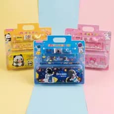 Conjunto de Material Escolar Itens de Papelaria Infantil Estojo Régua e Acessórios