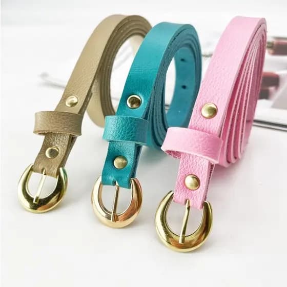 Kit 3 Cinto Feminino Material Sintético Fivela Metal Fino HL-F-01