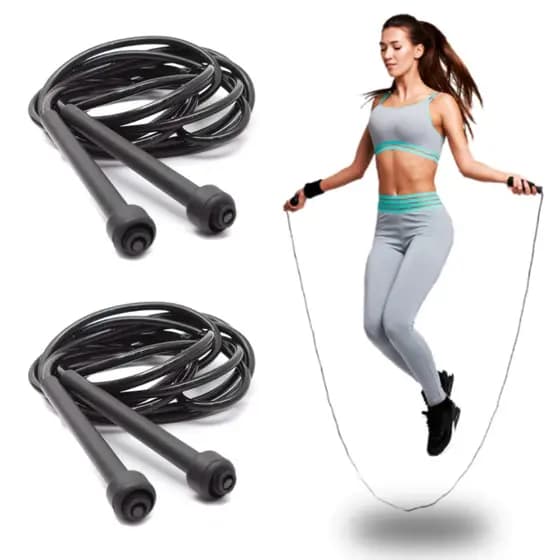 KIT 02UN Corda De Pular 2,85m Ajustável Treino Exercícios PVC Resistente Academia Ginástica
