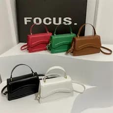 Bolsa Feminina De Mão Tiracolo Transversal PU Couro Sintético Elegante Chique Moda