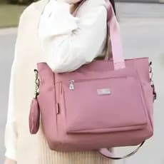 Bolsa Feminina De Ombro Transversal Multiuso Nylon Impermeável Grande Capacidade Com Bolsinha Redonda