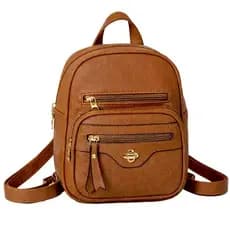 Mini Mochila Feminina 24cm Couro Sintético PU Casual Passeio Elegante