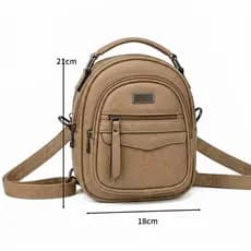 Mini Mochila Feminina 21cm Bolsa Transversal Tiracolo Multiuso Couro Sintético PU Casual Passeio Elegante