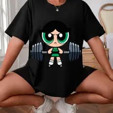 Camiseta Gola Redonda Personalizada Meninas Superpoderosas Academia Feminina 100% Algodão 1018