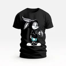 Camiseta Personalizada Gola Redonda Estampada Pernalonga Masculina/Feminina 100% Algodão 1004