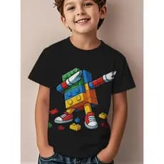 Camiseta Infantil Estampada Lego Camisa Juvenil Algodão Criança Desenho Personagem