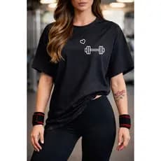 Camisetão T-shirt Oversized 100% Algodão Camisa Feminina Gym Treino Academia Fitness halter