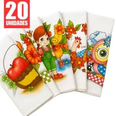 Kit 20 Panos de Prato Estampados 100% Algodão – Absorventes, Grandes e Resistentes para Cozinha