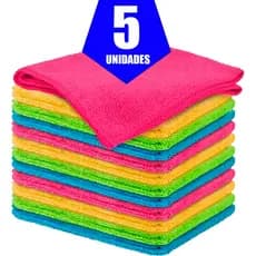 Kit com 5 pano de microfibra flanela limpeza multiuso