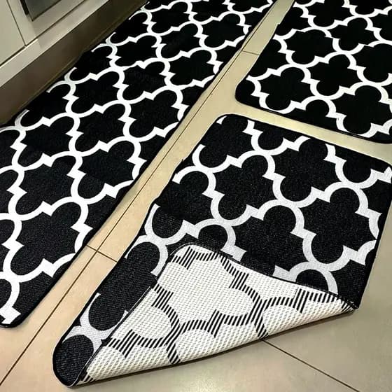 Kit 3 Tapete De Cozinha Passadeira Antiderrapante jacquard