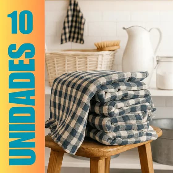 10 Unid. Panos de Chão Grande Xadrez 70×45 — Duplo, Grosso e Durável