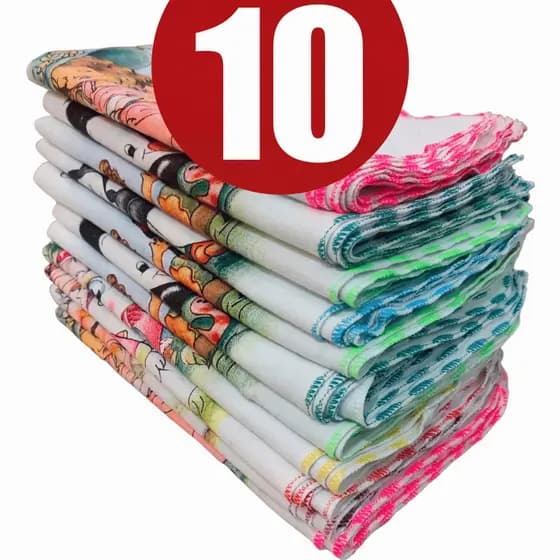 Jogo 10 Panos de cozinha Alvejado com estampa para cozinha, pano de pia estampados