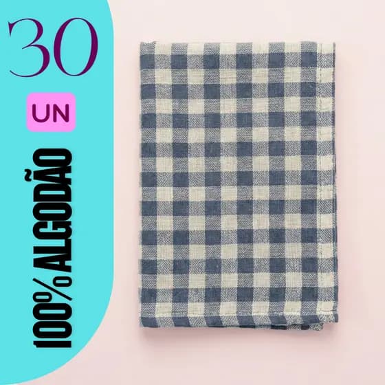 Kit 30 Panos de Chão Xadrez EXTRA GRANDE 70x45cm 100% Algodão Super Absorvente (Atacado/Revenda)