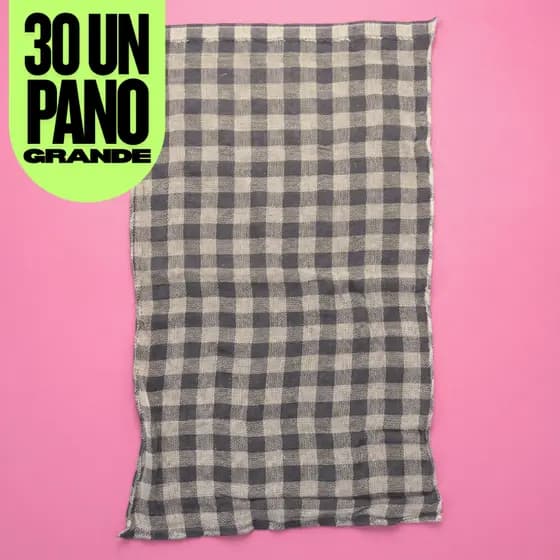 30 Pano de Chão Xadrez 70x45cm (Extra Grande) 100% Algodão | Pano de Limpeza Multiuso p/ Piso | Overloque |