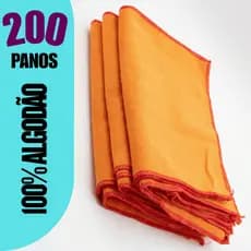 Atacado Kit 200 Flanelas de Limpeza Laranja 38x28cm Algodão | Overloque nos Cantos | Revenda e Uso Profissional