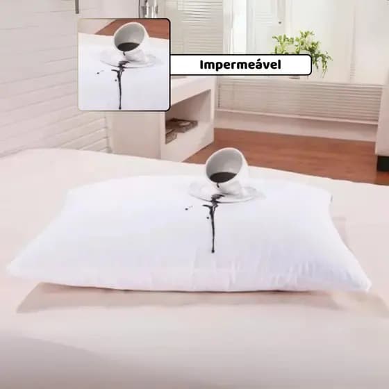 Fronha Impermeável Capa de Travesseiro Anti-Ácaro Com Zíper Branco 0,70cmX0,50cm protege travesseiro