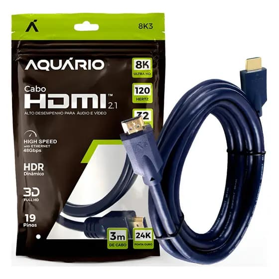 Cabo Hdmi 2.1 8k 120Hz 3D P/ Tv e Games Ps5 Ps4 Xbox 3 METRO