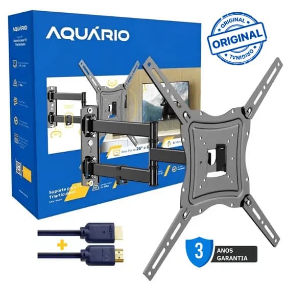 Suporte TV Tri-articulado Com Braço Longo 26 A 60 Todas TV´s Original mais Cabo HDMI 1 Metro