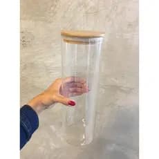 Pote De Vidro 2 Litros Tampa Bambu Hermético ideal para Macarrão Espaguete 30cm de altura