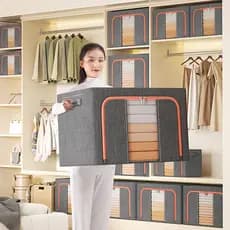 Caixa Organizadora Linhão Organizadora De Roupas Para Armazenamento Dobravel com metal interno estruturada