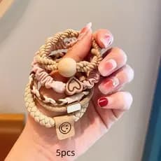 Kit 5 peças  Casual Conjunto de Laços de Cabelo Femininos Simples Básicos 5 Peças