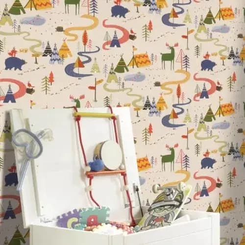 Papel de Parede Infantil  Menino e Menina quarto de criança decorado com papel de parede