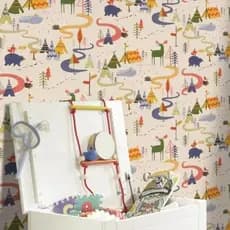 Papel de Parede Infantil  Menino e Menina quarto de criança decorado com papel de parede